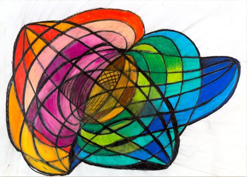 Ein Kunstwerk in bunten Farben mit detailreichen geschwungenen Strukturen